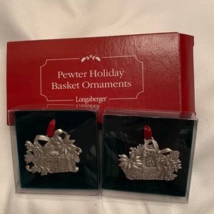Longaberger 2006 Pewter Basket Ornaments in Original Box